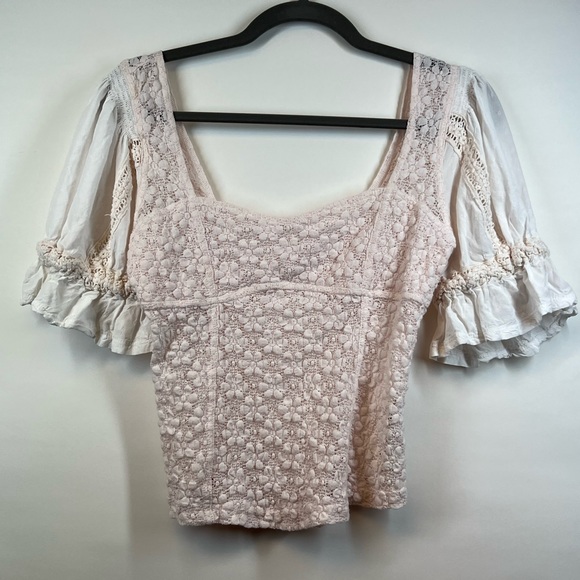 Free People Tops - Free People Lace Square Neck Blouse